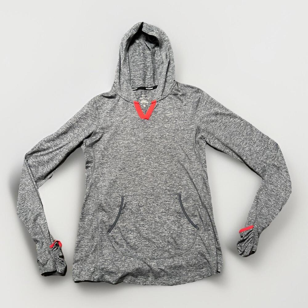 Nike Dri Fit Women's Small Running Hoodie Gray Lightweight‎ Thumb Holes